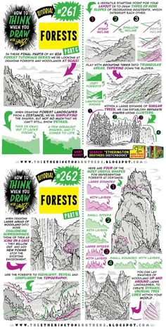 a poster with different types of mountains and trees