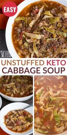 an image of unstufffed ketchup cabbage soup with text overlay