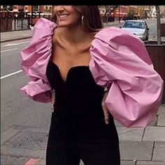 Brand New Beautiful Top! Pink Puff Sleeve Top For Night Out, Pink Evening Top For Fall, Pink Evening Tops For Fall, Pink Evening Tops For Spring, Pink Velvet Top, Velvet Pink, Pink Top, Black Velvet, Black Pink