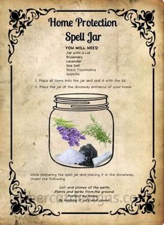 Home Protection Spell Jar, Home Protection Spell, Spells For Beginners, Jar Spells, Wiccan Magic, Witch Spirituality, Magic Spell Book