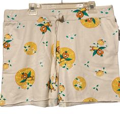 Fun Shorts Available In Sz L & Xl Color Off White With Orange Bird Print Side Seam Pockets Elastic Waistband With Drawstring Raw Hem Summer Weight 60% Cotton 40% Poly Epcot Flower And Garden Festival, Disney Skirt, Original Mickey Mouse, Mickey Mouse Balloons, Fun Shorts, Mermaid Leggings, Pink Denim Shorts, Blue Skort, Mickey Mouse Shorts