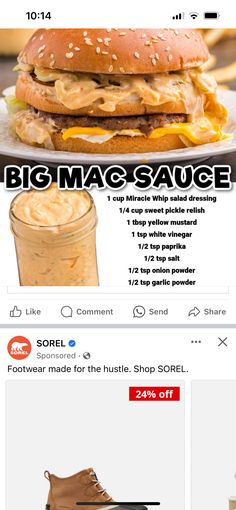 an ad for big mac's sauce on facebook