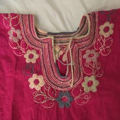 Oaxacan Hand Sewn, Died, Embroidered Cotton Top. A Beautiful, Fuschia Color. It Doesn't Have Sizing But I Would Call It A Medium. Never Worn. Please Examine All Images Carefully Before Purchasing. Made In Oaxaca, Mexico. Fuschia Color, Embroidered Cotton Top, Black Tunic Tops, Embroidered Tunic Top, Embroidered Tunic, Light Sweater, Polka Dot Pattern, Long Sleeve Tunic, Cotton Top