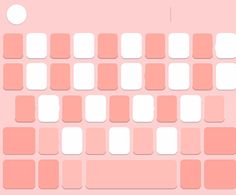 a pink keyboard with white squares on the top and bottom half, in front of a light pink background