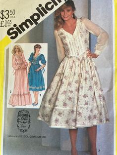 Gunne Sax sewing pattern. Sewing pattern is cut. Gunne Sax Dress Pattern, Evening Dress Sewing Patterns, 80s Prom Dress, Sax Dress, Laura Ashley Dress, 60s And 70s Fashion, Bridal Shower Outfit, Gunne Sax Dress, Lansing Mi