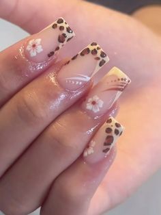 Nail Inspo Trendy Square, Simple Everyday Nails, First Day Of School Nails Acrylic, Punk Nails, Leopard Print Nails, Amazing Nails, Glamour Nails