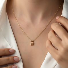 Mini Square Solitaire Necklace, 14k Gold Necklace, Gold Necklaces, Gift Necklace, Necklace for Women Gift, Necklace for Mom ITEM DETAILS ❆ All our jewelleries are handmade with Love and Care 💓 ❆ Material: 14K Gold. ❆ Gram: 1,96 gr ❆ Each item is made to order. Since all of our products are handmade, there may be -) 10% deviation in the specified weight. ❆ DO YOU LIKE THIS RING? You can get more information about it below but if you have any questions, just send a message. PACKAGING ❆ They are s Classic Diamond Initial Pendant Necklace Gift, Classic Initial Pendant Diamond Necklace As Gift, 14k Gold Diamond Necklace With Birthstone For Formal Occasions, Gold Birthstone Necklace With Single Diamond For Everyday, Formal 14k Gold Diamond Birthstone Necklace, Gift Diamond Necklace With Square Pendant, Yellow Gold Square Pendant Diamond Necklace As A Gift, Gold Charm Necklace With Single Diamond Fine Jewelry, 14k Gold Square Pendant Charm Necklace For Gift