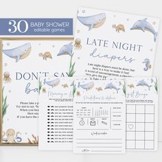 three baby shower games with dolphins and sea animals