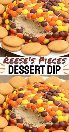 Reese's Pieces Dessert Dip With Nilla Wafers Cheap Easy Potluck Desserts, Kid Friendly Desserts For Thanksgiving, Crowd Pleaser Desserts, Simple Thanksgiving Dessert Ideas, Fall Potluck Ideas For Work, Cute Thanksgiving Desserts Easy, Cheap Easy Desserts, Fall Party Dessert, Thanksgiving Treats Easy