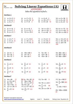 the worksheet for solve linear functions in addition and subtraction with answers