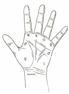 the palm is shown with numbers and symbols on it