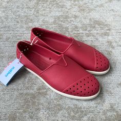 Native Shoes Verona Jester Red Slip On Water Shoes Unisex: Men's Sz 9 Women's Sz 11 Condition: New With Tags About This Item: Washable Slip-On Shoe Featuring Circle Perforations At Heel And Toe Contrast Midsole Odor-Resistant, Shock-Absorbent Comfortable Flat Red Sneakers, Comfortable Red Flat Sneakers, Comfortable Red Sneakers, Red Flat Sneakers With Rubber Sole, Red Slip-resistant Synthetic Sneakers, Comfortable Red Closed Toe Sneakers, Red Slip-on Sneakers With Cushioned Footbed, Casual Red Slip-on Shoes, Casual Sneakers With Red Sole