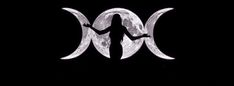 the logo for wiccan on a black background with two white crescents over it