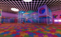 an image of a colorful room that looks like it has been made out of puzzles