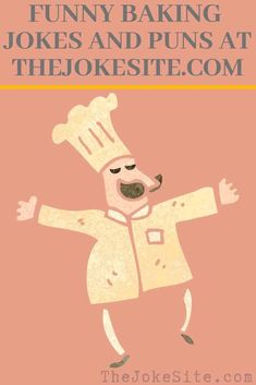 a cartoon character with the words funny baking jokes and puns at the joke site