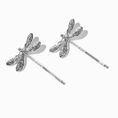 Claire's Silver-tone Dragonfly Hair Pins - 2 Pack Piercing Kit, Dragon Fly, Fashionable Jewelry, Blind Bags, Demi Fine Jewelry, Pretty Hair, Jewelry And Accessories, Hair Pin, Jewelry Cleaner