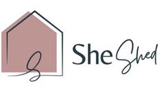 the she shed logo is shown in black and pink