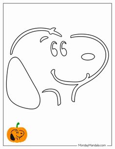 a cartoon dog with a pumpkin in the background