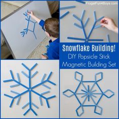 snowflake building diy popsicle stick magnetic building set for kids to make