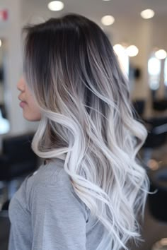 Curly Hairstyles Over 60 That Will Make You Feel Fabulous White Blonde Balayage, Ideas Para El Pelo, Hair Dark Roots, New Hair Color Ideas, Sombre Hair, Short Curly Hairstyles For Women, Ash Blonde Balayage