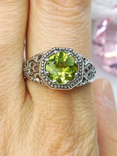 Natural Peridot Ring Nature Ring, Peridot Ring, Jewelry Show, Victorian Jewelry, Silver Filigree, Silver Frame, Gold Plated Sterling Silver, Sterling Silver Rings, Ring Size