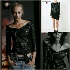 Hello, Thanks for stopping by. Today you are bidding on this TRENDY NEVER OUT OF STYLE Black Female Boat Neckline PU Faux Leather Moto Style Jacket. Measurements for this jacket: Bust:38-39  Waist:30-31 Hips: 42-44   THESE CHARTS  SHOULD BE USED AS GENRAL FITTING GUIDE ONLY. SIZE AVAILABLE AND INDIVDUAL SIZING MAY VARY BY STYLE. Clothing Size XS S M L XL Clothing Size Or Swim 2 4 6 8 10 12 14 16 Bust 33 34 35 36 37 38½ 40 42 Waist 25 26 27 28 29 30½ 32 34 Hip 36 37 38 39 40 41½ 43 45 Torso 58½ 6 Punk Style Leather Biker Jacket, Spring Rocker Style Leather Jacket With Long Sleeves, Edgy Long Sleeve Leather Biker Jacket, Edgy Leather Biker Jacket With Long Sleeves, Fall Rocker Leather Jacket With Zipper Closure, Edgy Leather Biker Jacket, Rocker Style Leather Biker Jacket For Fall, Leather Rocker Biker Jacket For Fall, Rocker Leather Biker Jacket With Long Sleeves