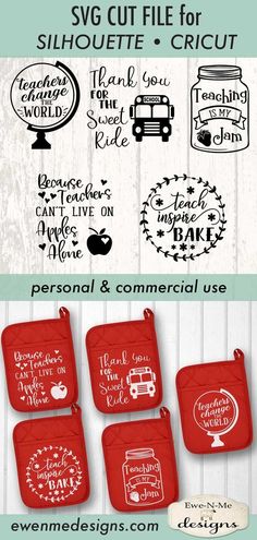 the svg cut file for silhouettes and cricut is shown with four different designs