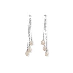 [Diamond Engagement Rings, Diamond Stud Earrings, and Gold Jewelry Online]-Angelucci Jewelry Classic Pearl Earrings, Chain Drop Earrings, Dangling Earrings, Freshwater Cultured Pearls, Pearl Chain, Fine Jewellery Earrings, Silver Stars, Artisan Jewelry, Sterling Silver Chains