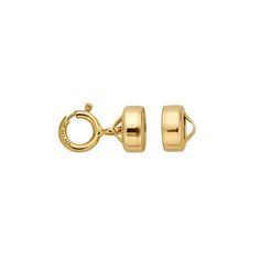 a pair of gold plated earrings on a white background, with the clasp closed