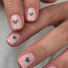 Green Heart Nails, Paznokcie Hello Kitty, Products I Love, September Nails, Minimal Nails, Zoella, Cute Gel Nails, Nail Swag