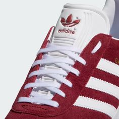 Burgundy & White Gazelle Shoes | adidas US Gazelle Shoes, Vintage Style Shoes, Adidas Shoes Originals, Adidas Originals Gazelle, Adidas Originals Mens, Adidas Sneaker, E 40, Red Adidas, Adidas Gazelle Sneaker