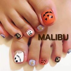 Fall Toe Nail Colors Pedicures, Halloween Toenails, Halloween Toes Nails Design, Halloween Pedicure Ideas