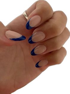 Rounded Acrylic Nails, Hoco Nails, Dark Blue Nails, Navy Nails, Unghie Sfumate, Blue Acrylic Nails, French Tip Acrylic Nails, French Acrylic Nails