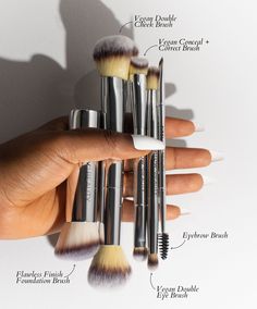 A five-piece brush set collection featuring our signature vegan and cruelty-free, high-end eye and face brushes that mix and mingle perfectly with your most beloved makeup formulas for easy and flawless application. Includes our NEW Eyebrow Brush. Includes Eco Makeup Bag. ($165 USD Value) Picture Perfect Makeup, Eco Makeup, Powder Application, Face Brushes, Brightening Cleanser, Flawless Makeup Application, Beauty Brushes, Cream Makeup, Skin Imperfection