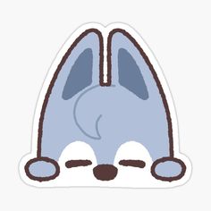 a blue bunny sticker with ears sticking out