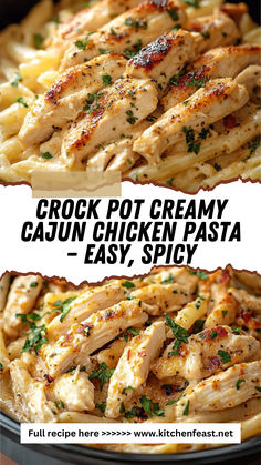 Learn how to make Crock Pot Creamy Cajun Chicken Pasta with this easy recipe! Perfectly creamy, spicy, and delicious for a family dinner or meal prep. Save it now! Cajun Alfredo Pasta Crockpot, O'charleys Cajun Chicken Pasta, Spicy Creamy Chicken Pasta, Crock Pot Cajun Chicken Pasta, Cajun Ninja Recipes, Healthy Cajun Chicken Pasta, Pasta Chicken Recipes, Chilis Cajun Chicken Pasta, Easy Cajun Chicken Pasta