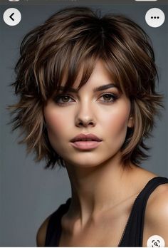 Short Layered Styles For Fine Hair, Shaggy Haircuts Fine Hair, Short Shag Haircuts With Bangs, Shag Hairstyles Short, Layered Pixie Bob, Short Shag With Bangs, Shag Layered Hairstyles, Messy Bob Hairstyles