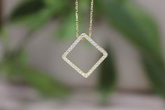 "Real Gold, No Gold-Filled Or No Gold Plated Material, 14K Real Gold Square Necklace, Square Pendant With Chain, Square Pendant Gold Choker, Length : 16\" , Chain Thickness : 0,84mm, ( Type #2 ) Geometric Jewelry,Square Gold Necklace, For Everyday, Mothers Day Gift, Anniversary Gift, Birthday Gift, Christmas Gift, Valentines Day Gift, Wedding Gift, Engagemet Gift, Great Gift For Her, All Our Products Are Ready To Be Given As A Gift With A Lovely Gift Box And Carefully Wrapped, More From Us RealF Modern Cubic Zirconia Diamond Necklace For Wedding, Gold Necklace With Diamond Markers, Elegant Diamond White Necklaces With Diamond Markers, Elegant Diamond White Necklace With Diamond Markers, Modern Diamond-shaped Jewelry For Wedding, Modern Diamond-shaped Wedding Jewelry, Diamond-shaped Jewelry With Pave Setting As Gift, Diamond Necklaces With Diamond Markers For Gifts, Diamond Necklace With Diamond Markers For Gifts