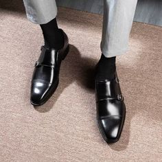 Introducing our LeatherLux Monkstrap Dress Shoes, the epitome of sophistication and elegance. Crafted with the finest quality genuine cow leather, these shoes exude luxury and style. The upper material is meticulously chosen to ensure durability and a timeless appeal. Designed for comfort, our LeatherLux Monkstrap Dress Shoes feature a plush pigskin insole that provides cushioning and support throughout the day. Say goodbye to tired feet and hello to all-day comfort. The genuine leather lining a Elegant Calf Leather Shoes With Buckle Closure, Fitted Slip-on Monk Strap Shoes For Semi-formal Occasions, Semi-formal Fitted Monk Strap Slip-on Shoes, Luxury Monk Strap Shoes With Almond Toe For Business, Brown Fitted Monk Strap Shoes For Business, Luxury Almond Toe Monk Strap Shoes For Business, Formal Monk Strap Shoes With Buckle In Calf Leather, Fitted Monk Strap Shoes For Business With Closed Toe, Elegant Leather Shoes With Pointed Toe For Business Meetings