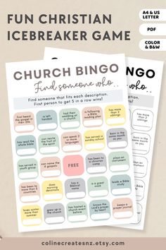 the fun christian icebreaker game for kids is shown with text and pictures on it