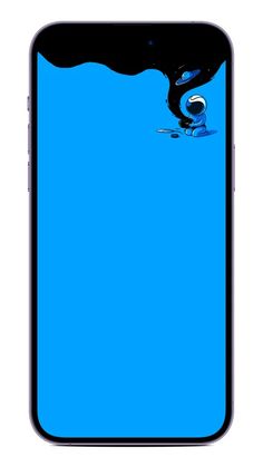 the back side of an iphone with a blue background and water reflection on it's screen