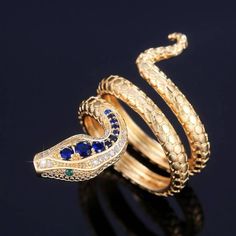 1 Piece Women Fashion Cubic Zircon Snake Ring For Valentine's Day Gift Party Jewelry Size 9 Gold Color And Little Blue,Clear, Green Stone Emerald Snake Ring, Gold Snake Jewelry, Snake Jewellery, Snake Rings, Serpent Jewelry, Steampunk Rings, Silicone Wedding Rings, Snake Jewelry, Girly Accessories