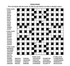 the crossword puzzle is shown in black and white