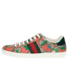 GUCCI Womens WMNS Ace 'Strawberry Beige' Strawberry/Beige Sneakers/Shoes Beige Sneakers, Gucci Sneakers, Sneakers Shoes, Stylish Sneakers, Skate Shoes, Front Row, Perfect Pair, Shoes Sneakers, Louis Vuitton