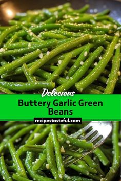 green beans with buttery garlic on top