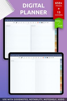 the digital planner is open and ready to be used on your ipad, tablet or laptop