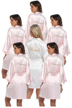 PRICES MAY VARY. 【SUPER SOFT AND LIGHTWEIGHT FABRIC】: These wedding Bride and Bridesmaid robes are made of Soft, Comfortable and Luxurious Fabric. 【DESIGN】: Solid Color, Half sleeve, With elegant Embroidery letters "Bride" "Bridesmaid" and "Maid of Honor" words on back. 【SIZE】: One Size fits the body type of most people. Length: 36.8inch; Bust: 50.4inch; Shoulder Width: 24inch; Sleeve Length: 13inch 【OCCASIONS】:These short satin kimono robe are perfect for wedding day party, getting ready, brida Bride Kimono, Wedding Party Robes, Wedding Sleepwear, Bridesmaid Kimono, Bridal Shower Gifts For Bride, Bridal Kimono, Bride Lingerie, Short Satin, Bridesmaid Getting Ready