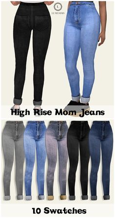 the jeans are different colors and sizes, but there is no image to describe them