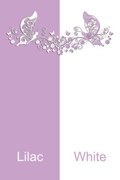 lilac and white background with butterflies on the left side, text reads lilac