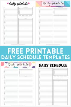 free printable daily schedule templates to help you plan for the day and night